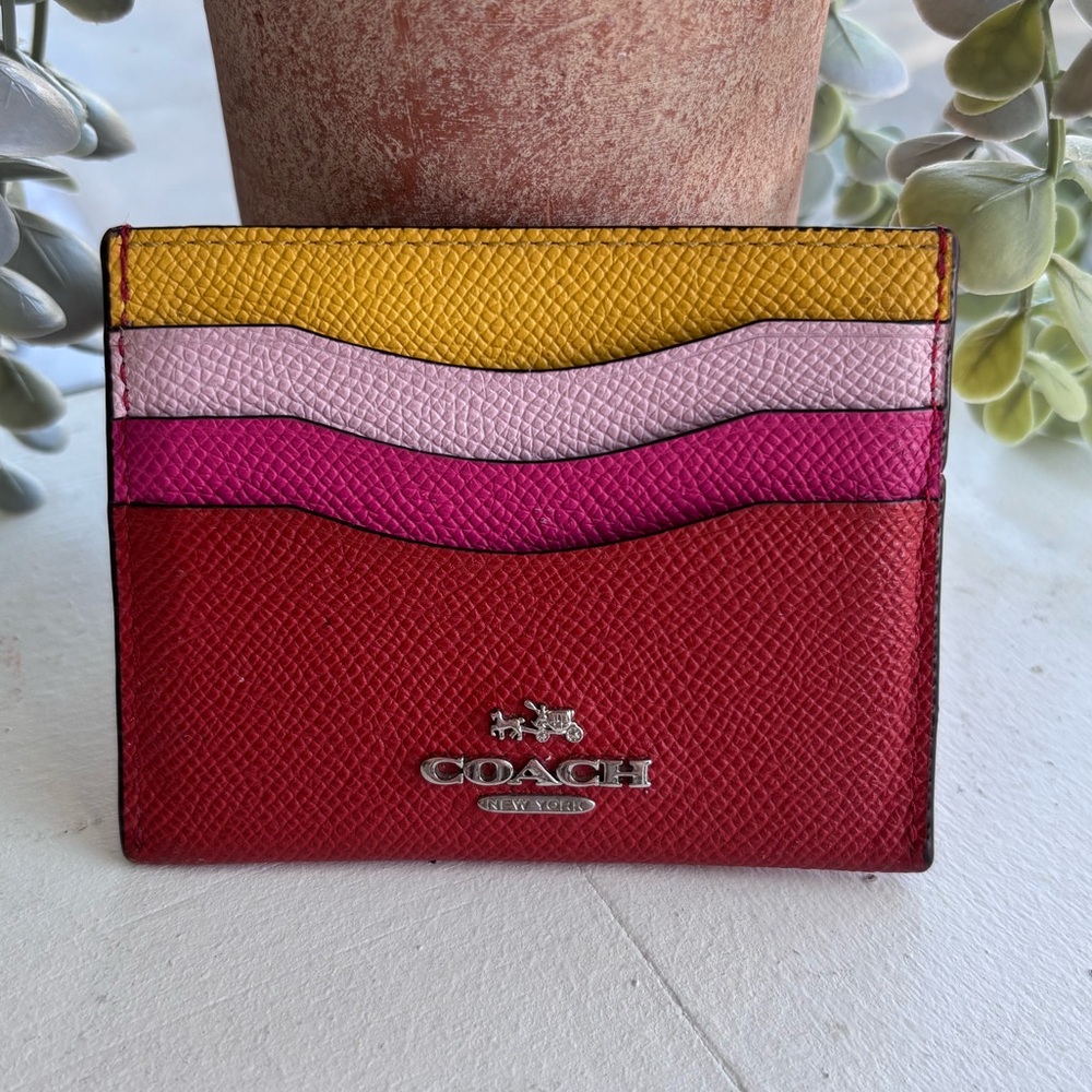 Coach Red-Orange, Yellow, and Pink Card Holder